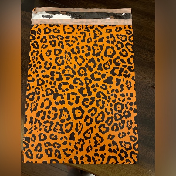 10x13” Poly mailers in orange animal print. (15) - Picture 2 of 2